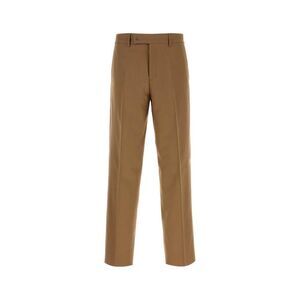 FENDI Wool Blend Flat Front Trousers Men BROWN Pants
